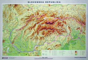 M1/P - Mapa Slovenskej republiky, obojstranná - DUO, predná strana všeobecno-geografická mapa a zadná strana slepá mapa